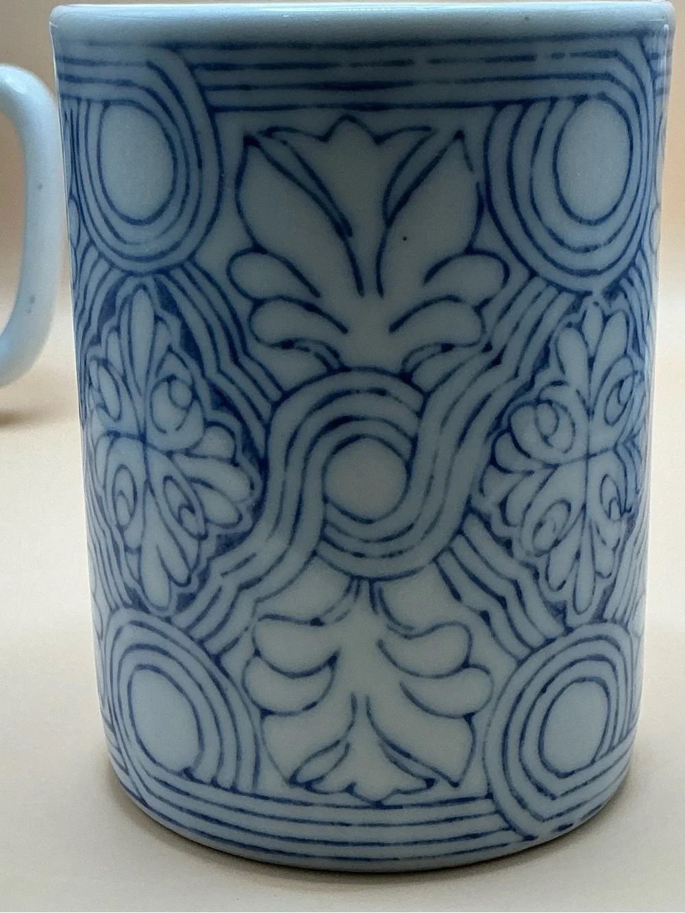 Pier 1 Vintage Blue & White Geometric Mug Set (2)